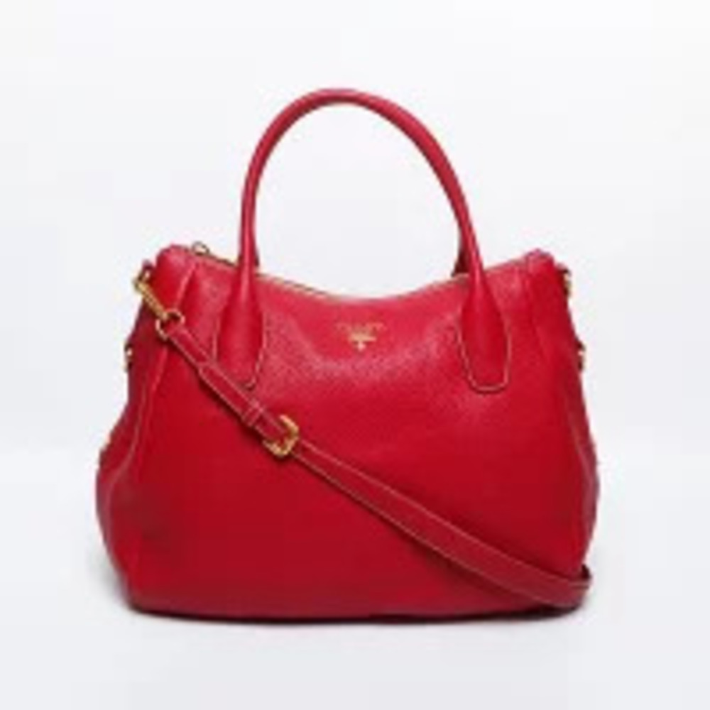 Prada Red Handbag Leather Tote